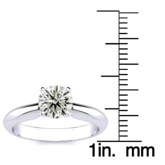 Round Engagement Rings, 1 Carat Round Shape Diamond Solitaire Ring Crafted In 14K White Gold