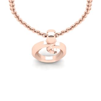 Letter O Swirly Initial Necklace In Heavy Rose Gold With Free 18 Inch Cable Chain