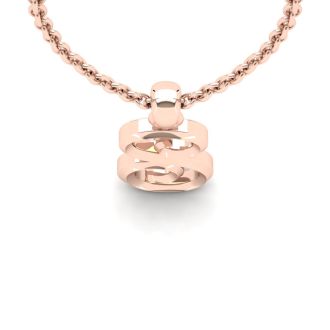 Letter S Swirly Initial Necklace In Heavy Rose Gold With Free 18 Inch Cable Chain