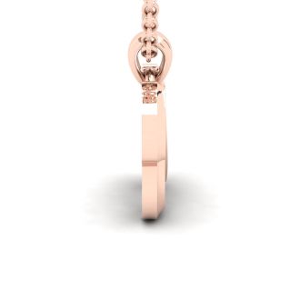 Letter U Swirly Initial Necklace In Heavy Rose Gold With Free 18 Inch Cable Chain