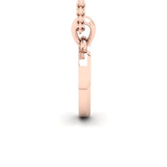 Letter V Swirly Initial Necklace In Heavy Rose Gold With Free 18 Inch Cable Chain