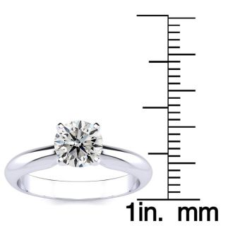 Round Engagement Rings, 1 Carat Round Diamond Solitaire Ring Crafted In 14K White Gold