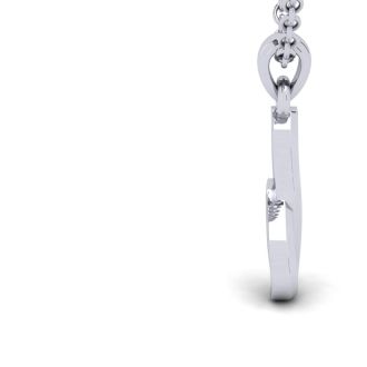 Letter I Swirly Initial Necklace In Heavy 14K White Gold With Free 18 Inch Cable Chain