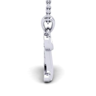 Letter L Swirly Initial Necklace In Heavy 14K White Gold With Free 18 Inch Cable Chain