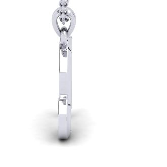 Letter N Swirly Initial Necklace In Heavy 14K White Gold With Free 18 Inch Cable Chain