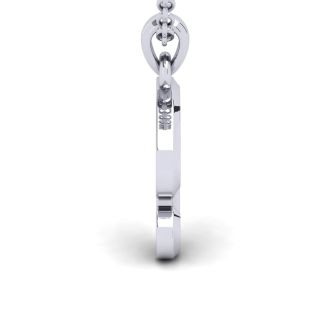 Letter P Swirly Initial Necklace In Heavy 14K White Gold With Free 18 Inch Cable Chain