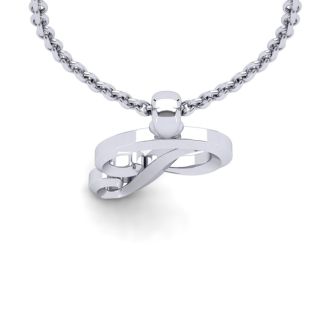 Letter P Swirly Initial Necklace In Heavy 14K White Gold With Free 18 Inch Cable Chain