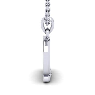 Letter Q Swirly Initial Necklace In Heavy 14K White Gold With Free 18 Inch Cable Chain