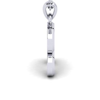 Letter R Swirly Initial Necklace In Heavy 14K White Gold With Free 18 Inch Cable Chain