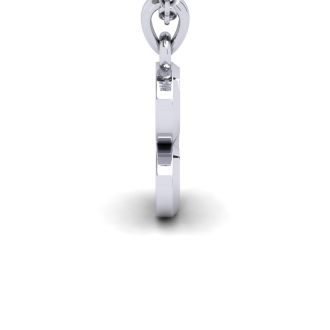 Letter S Swirly Initial Necklace In Heavy 14K White Gold With Free 18 Inch Cable Chain