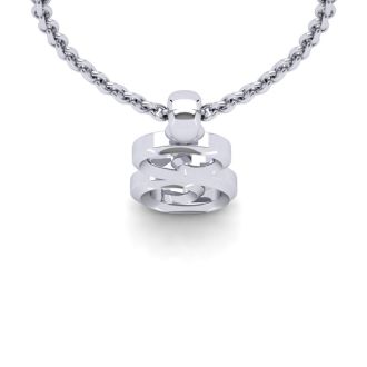Letter S Swirly Initial Necklace In Heavy 14K White Gold With Free 18 Inch Cable Chain