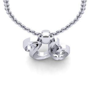 Letter U Swirly Initial Necklace In Heavy 14K White Gold With Free 18 Inch Cable Chain