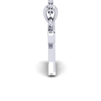 Letter Z Swirly Initial Necklace In Heavy 14K White Gold With Free 18 Inch Cable Chain