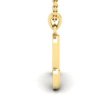Letter A Swirly Initial Necklace In Heavy 14K Yellow Gold With Free 18 Inch Cable Chain