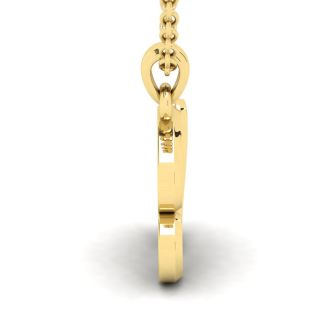 Letter B Swirly Initial Necklace In Heavy 14K Yellow Gold With Free 18 Inch Cable Chain