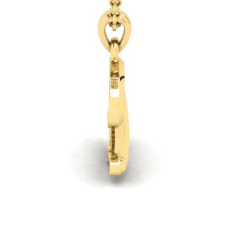 Letter D Swirly Initial Necklace In Heavy 14K Yellow Gold With Free 18 Inch Cable Chain