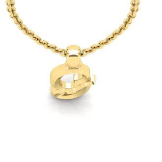 Letter G Swirly Initial Necklace In Heavy 14K Yellow Gold With Free 18 Inch Cable Chain