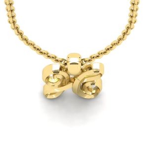 Letter H Swirly Initial Necklace In Heavy 14K Yellow Gold With Free 18 Inch Cable Chain