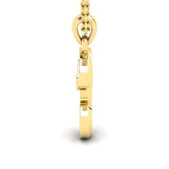Letter J Swirly Initial Necklace In Heavy 14K Yellow Gold With Free 18 Inch Cable Chain