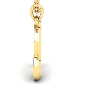 Letter N Swirly Initial Necklace In Heavy 14K Yellow Gold With Free 18 Inch Cable Chain