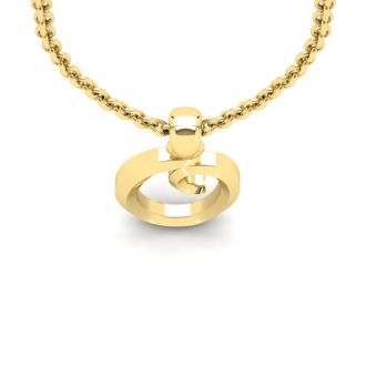 Letter O Swirly Initial Necklace In Heavy 14K Yellow Gold With Free 18 Inch Cable Chain