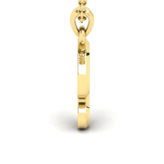 Letter P Swirly Initial Necklace In Heavy 14K Yellow Gold With Free 18 Inch Cable Chain