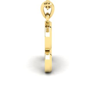 Letter R Swirly Initial Necklace In Heavy 14K Yellow Gold With Free 18 Inch Cable Chain