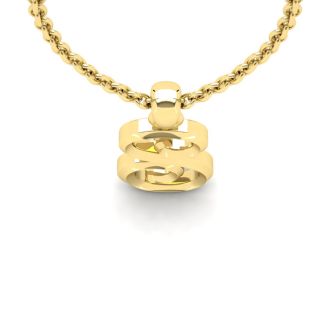 Letter S Swirly Initial Necklace In Heavy 14K Yellow Gold With Free 18 Inch Cable Chain