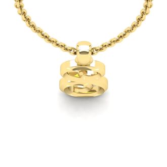 Letter S Swirly Initial Necklace In Heavy 14K Yellow Gold With Free 18 Inch Cable Chain