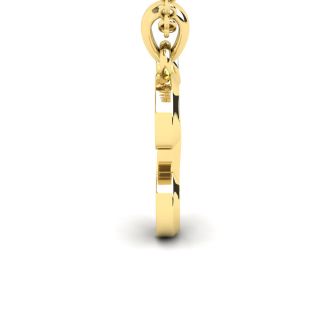Letter T Swirly Initial Necklace In Heavy 14K Yellow Gold With Free 18 Inch Cable Chain