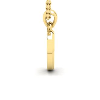 Letter V Swirly Initial Necklace In Heavy 14K Yellow Gold With Free 18 Inch Cable Chain