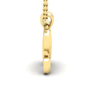 Letter X Swirly Initial Necklace In Heavy 14K Yellow Gold With Free 18 Inch Cable Chain
