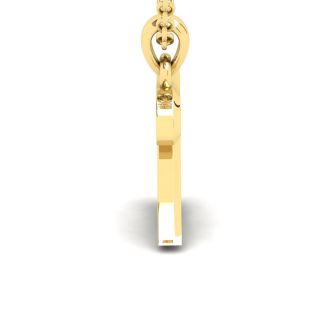 Letter Z Swirly Initial Necklace In Heavy 14K Yellow Gold With Free 18 Inch Cable Chain