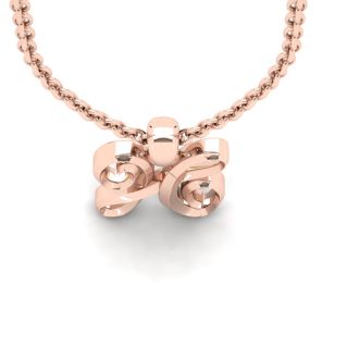 Letter H Swirly Initial Necklace In Heavy 14K Rose Gold With Free 18 Inch Cable Chain