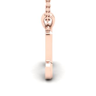 Letter K Swirly Initial Necklace In Heavy 14K Rose Gold With Free 18 Inch Cable Chain