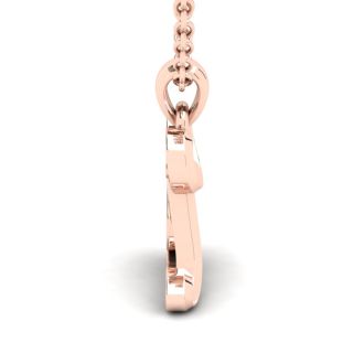 Letter L Swirly Initial Necklace In Heavy 14K Rose Gold With Free 18 Inch Cable Chain