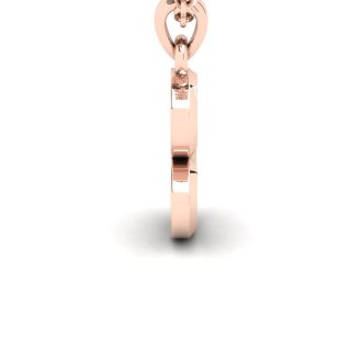 Letter S Swirly Initial Necklace In Heavy 14K Rose Gold With Free 18 Inch Cable Chain