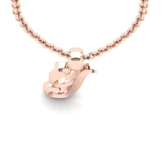 Letter Y Swirly Initial Necklace In Heavy 14K Rose Gold With Free 18 Inch Cable Chain