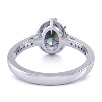 1-3/4 Carat Oval Shape Mystic Topaz Ring With Diamond Halo In 14 Karat White Gold