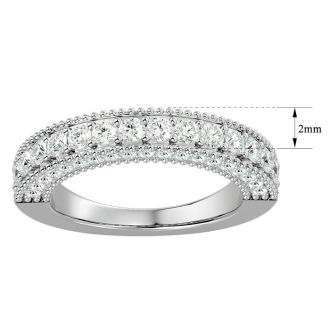 1 Carat Diamond Wedding Band In 14 Karat White Gold