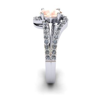 1-1/4 Carat Oval Shape Morganite and Fancy Diamond Ring In 14 Karat White Gold