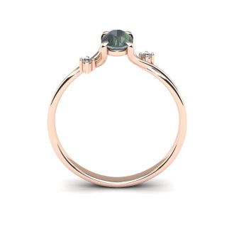 1/2 Carat Oval Shape Mystic Topaz and Two Diamond Accent Ring In 14 Karat Rose Gold