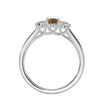 1/2 Carat Oval Shape Citrine and Two Diamond Ring In 14 Karat White Gold