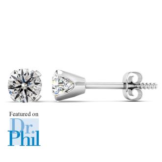 1/2 Carat Diamond Stud Earrings In 14 Karat White Gold Featured on Dr. Phil