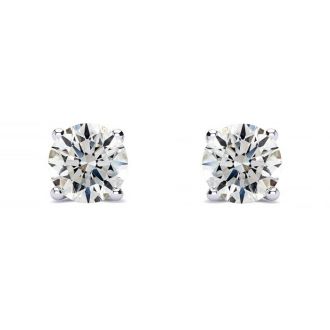 1/2 Carat Diamond Stud Earrings In 14 Karat White Gold