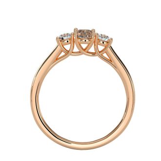 1/2 Carat Oval Shape Morganite and Two Diamond Ring In 14 Karat Rose Gold
