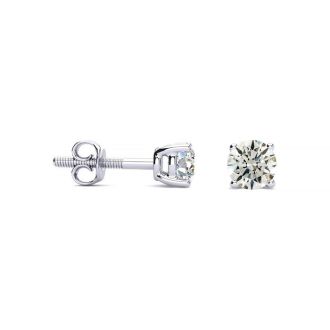 1/2 Carat Diamond Stud Earrings In 14 Karat White Gold