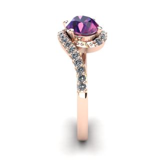 1 1/3 Carat Oval Shape Amethyst and Halo Diamond Ring In 14 Karat Rose Gold