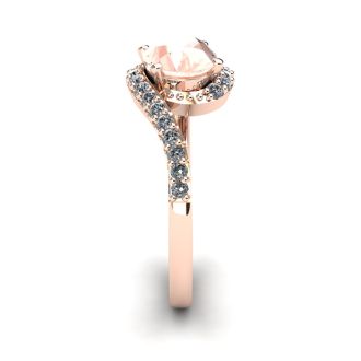 1-1/2 Carat Oval Shape Morganite and Halo Diamond Ring In 14 Karat Rose Gold