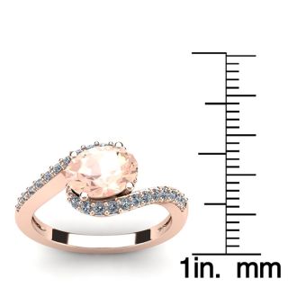 1-1/2 Carat Oval Shape Morganite and Halo Diamond Ring In 14 Karat Rose Gold